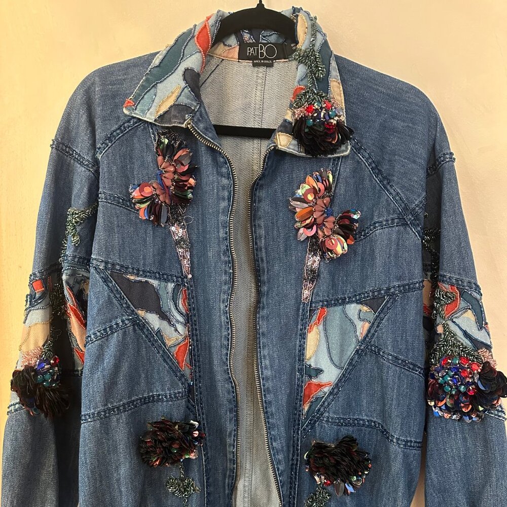 PatBo Hand Embellished Designer Denim Jacket